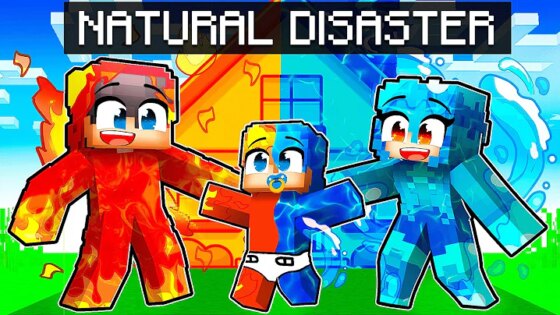 Having a NATURAL DISASTER Family in Minecraft!