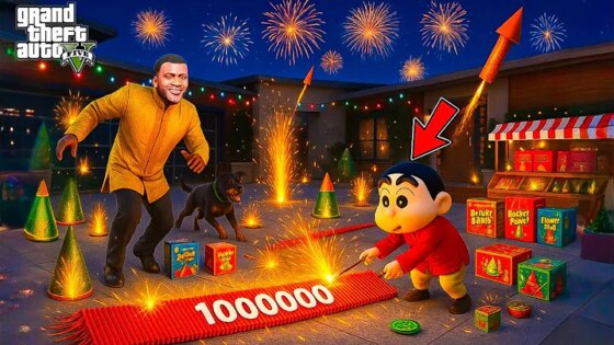Shinchan’s Happy Diwali Celebration Turns Into Fire Accident Franklin Shocked in GTA 5 Telugu